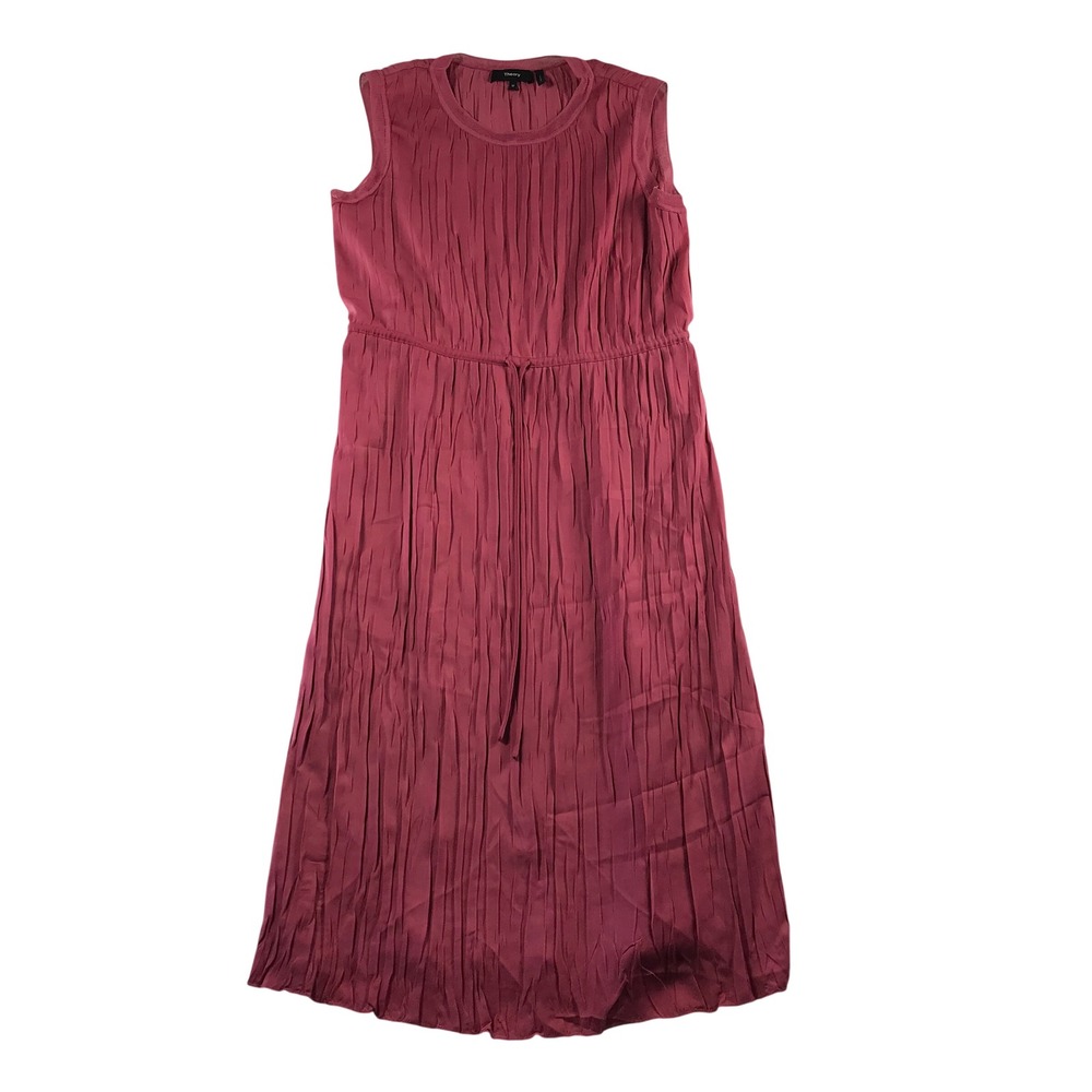 Theory Pink Rib Pleated DR Sleeveless Midi Drawstring Dress Size M K0505611